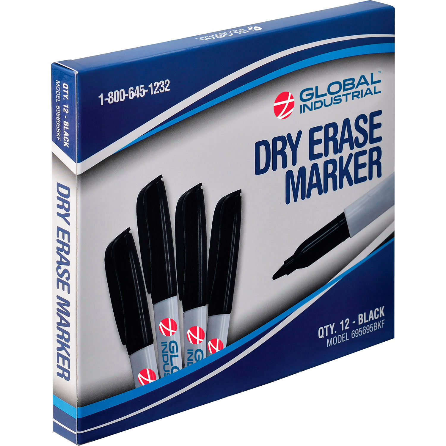 Global Industrial Dry Erase Markers Fine Tip Black 12 Pack