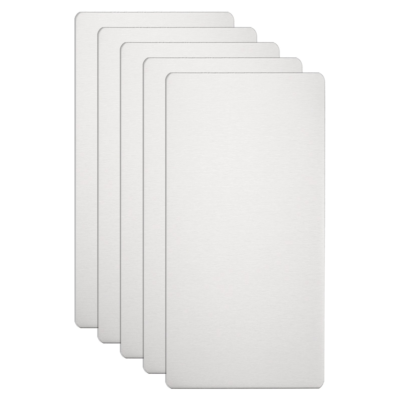5pcs Metal Business Cards Blanks 3.1×1.6×0.02 Inch Brushed Laser Engrave Silver