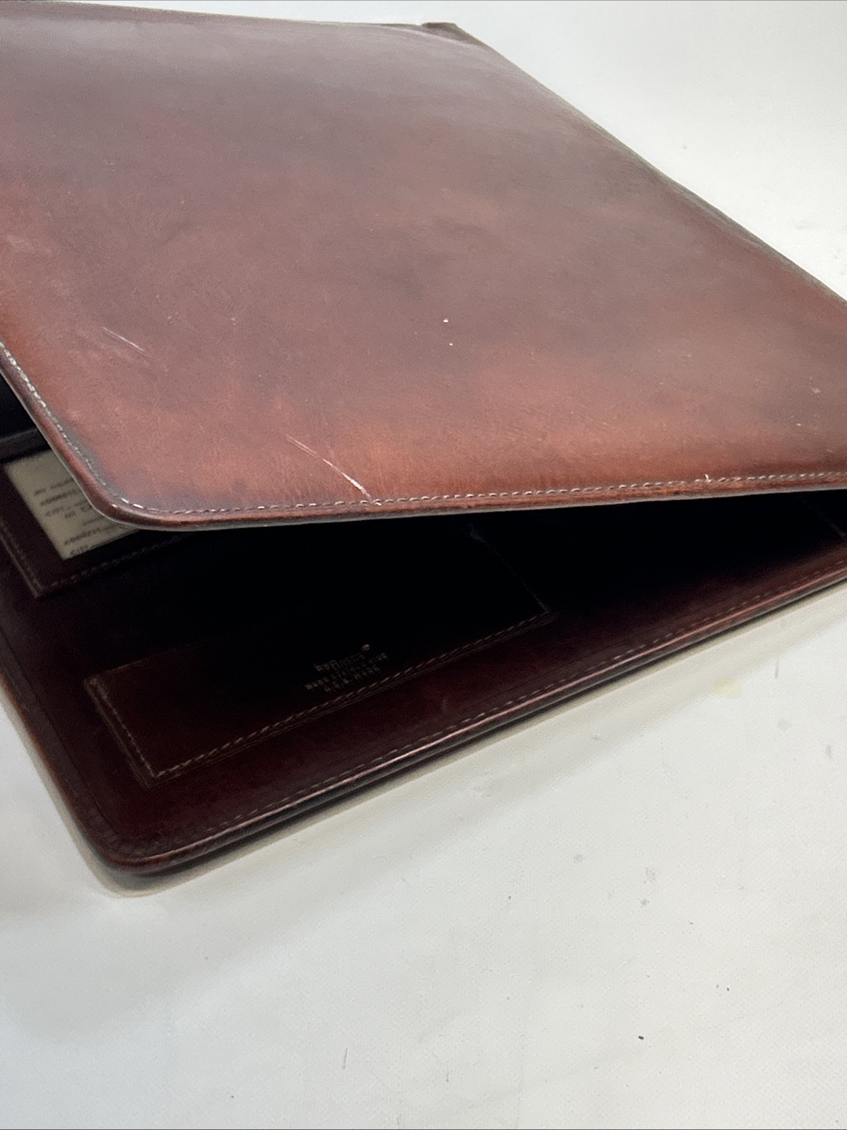 Bosca Leather Portfolio Padfolio Organizer USA Made 9×12″ Brown Notebook Vtg