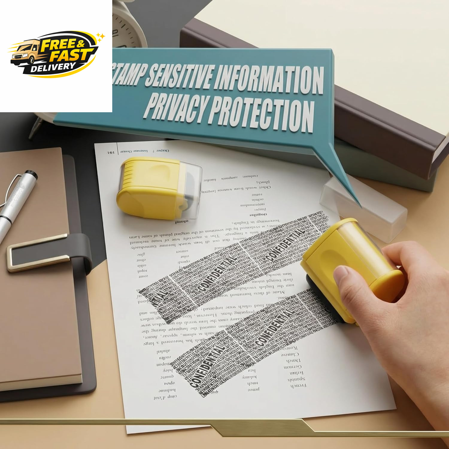 2 Pack Identity Protection Roller Stamp Identity Theft, Confidential, Privacy Ro
