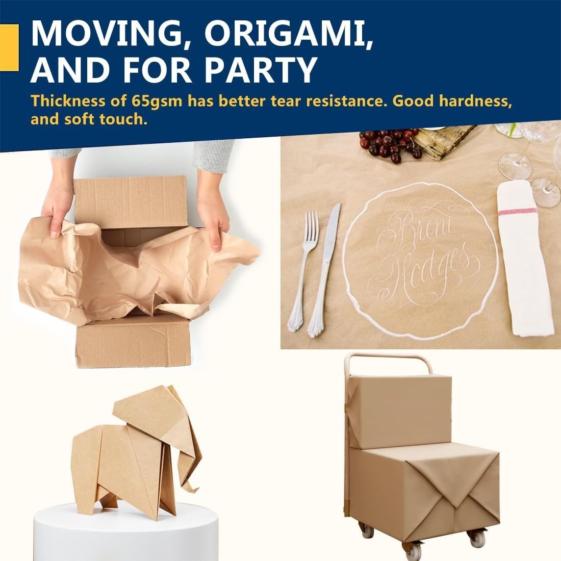 PerkHomy Recyclable Brown Kraft Paper Roll 17.5″ x 1800″ for Crafting & Wrapping