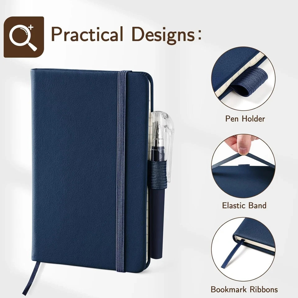 NETANY 4 Pack Small Notebook Pocket Notebook, A6 Mini Leather Hardcover Journal,