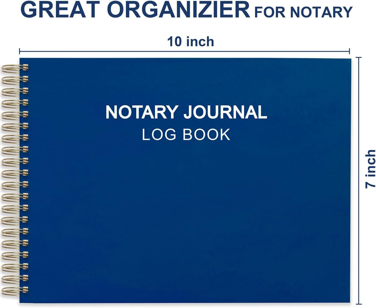 Notary Journal Log Book, 10″x7″, Spiral Bound Notary Journal, Hardcover, Nota