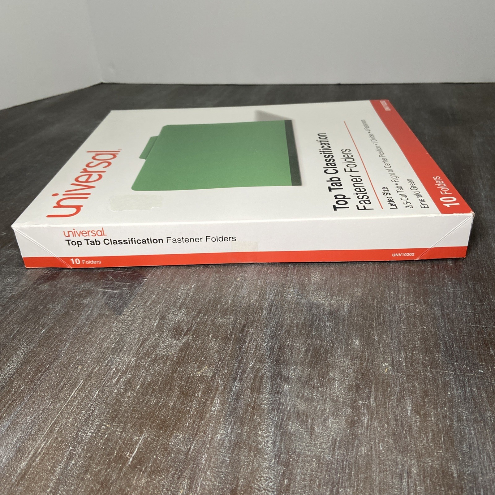 Universal 10202 Top Tab Classification Letter Size Fastener Folders Green 10 Box