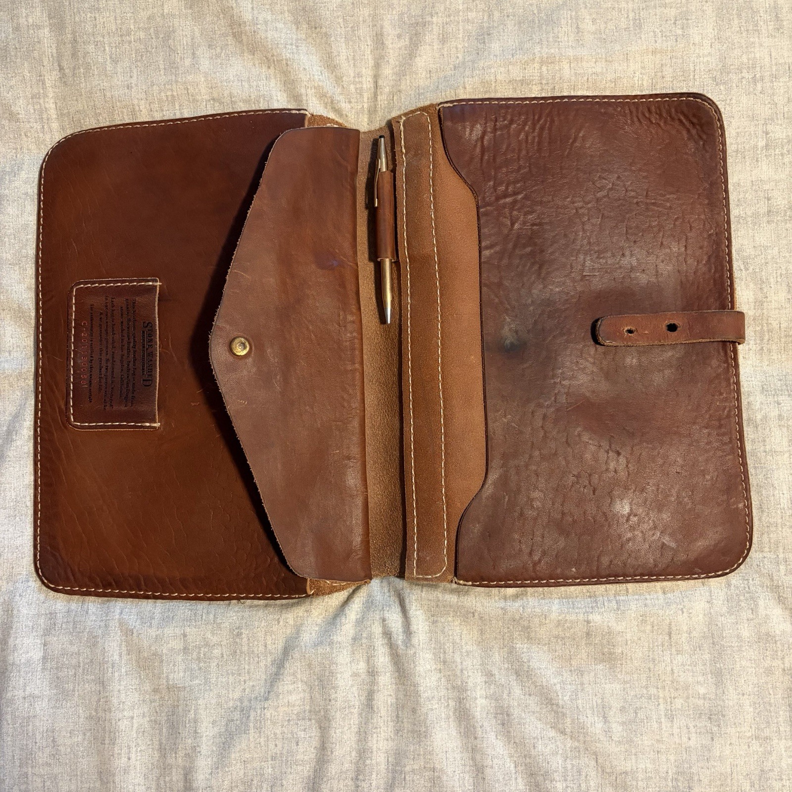 Coronado Stone Washed Horween Leather Portfolio Organizer California 13”x 9.5”