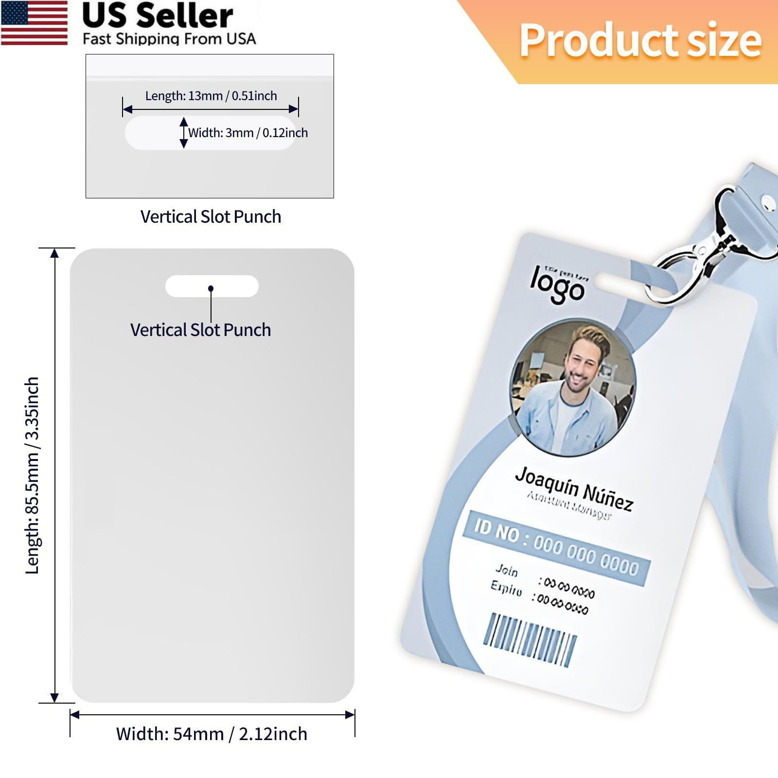 20 Pack Premium Blank PVC Cards with Slot Punch 20 Pack, Vertical