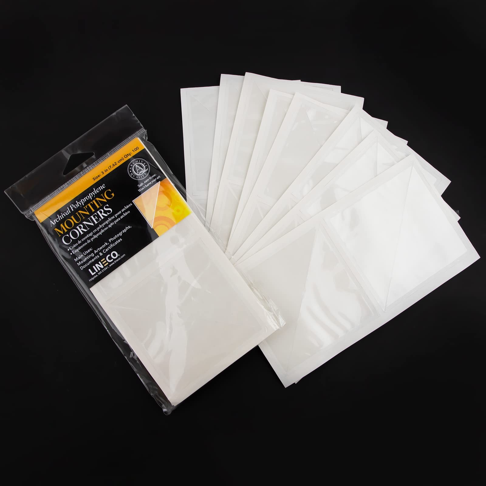 Lineco 100 Pack 3 in Clear Polypropylene Mounting Corners Acid-Free Photos DIY