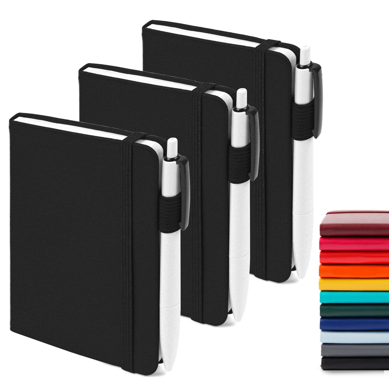 3 Pack Pocket Notebook Journals with 3 Black Pens, A6 Mini Cute Small Journal…