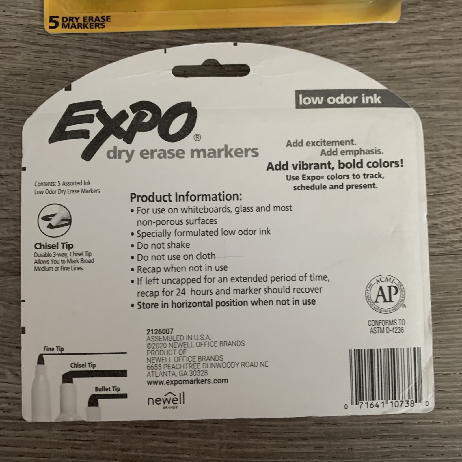 Expo Dry Erase Markers Vibrant Color Mix Chisel Tip 5 Count Low Odor