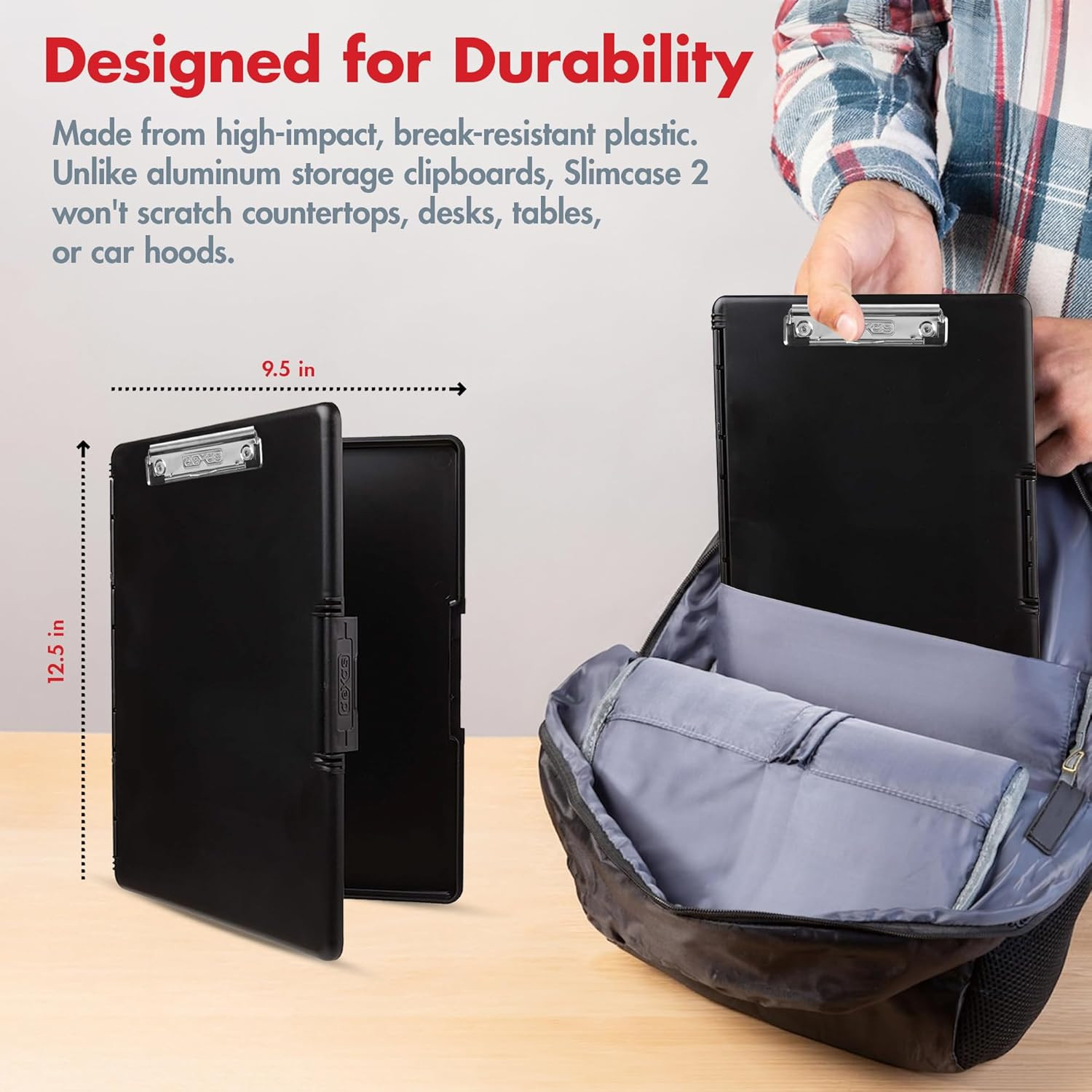 Slimcase 2 Plastic Clipboard with Storage and Side Opening, Black, Office Suppli