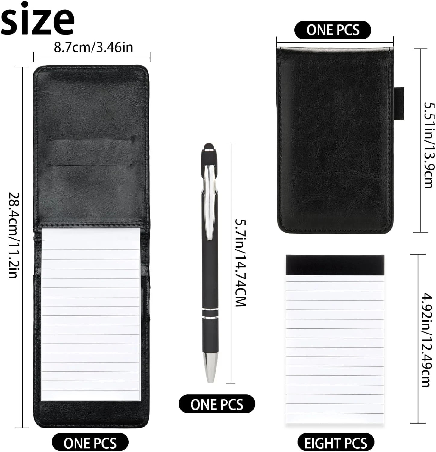Camelmother 10 Pieces Small Notepad Holder Set Pocket Notebook 3 X 5 Inch with P