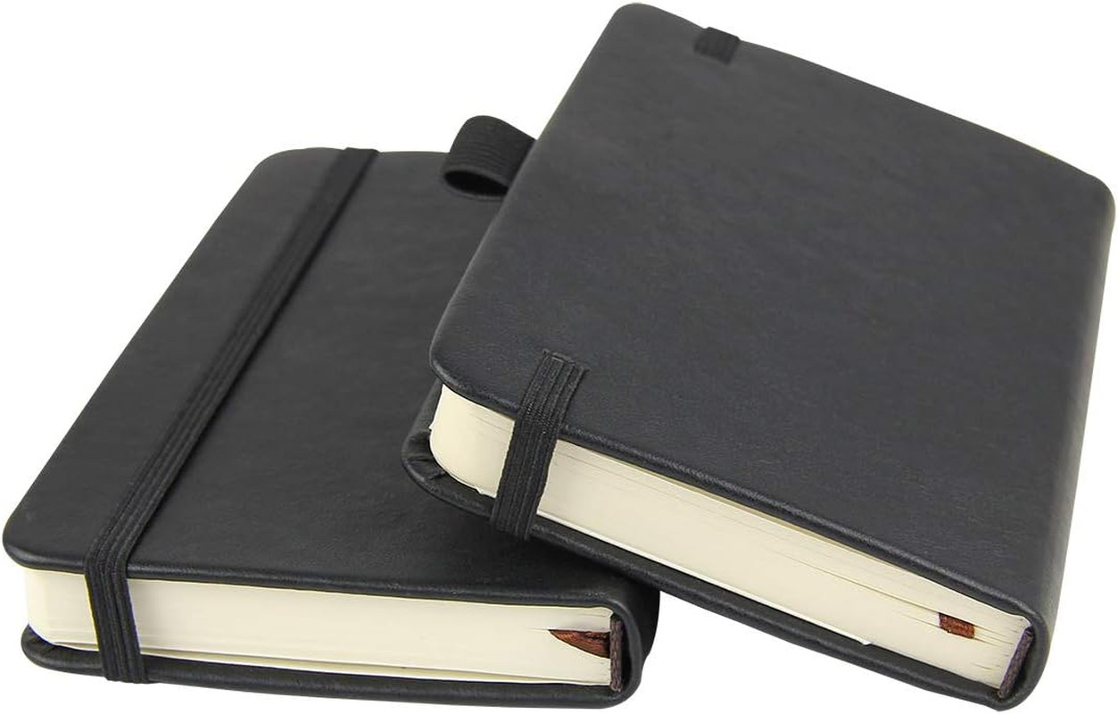 (2-Pack Pocket Notebook 3.5″ X 5.5″, Small Hardcover Journal with Pen Holder, In