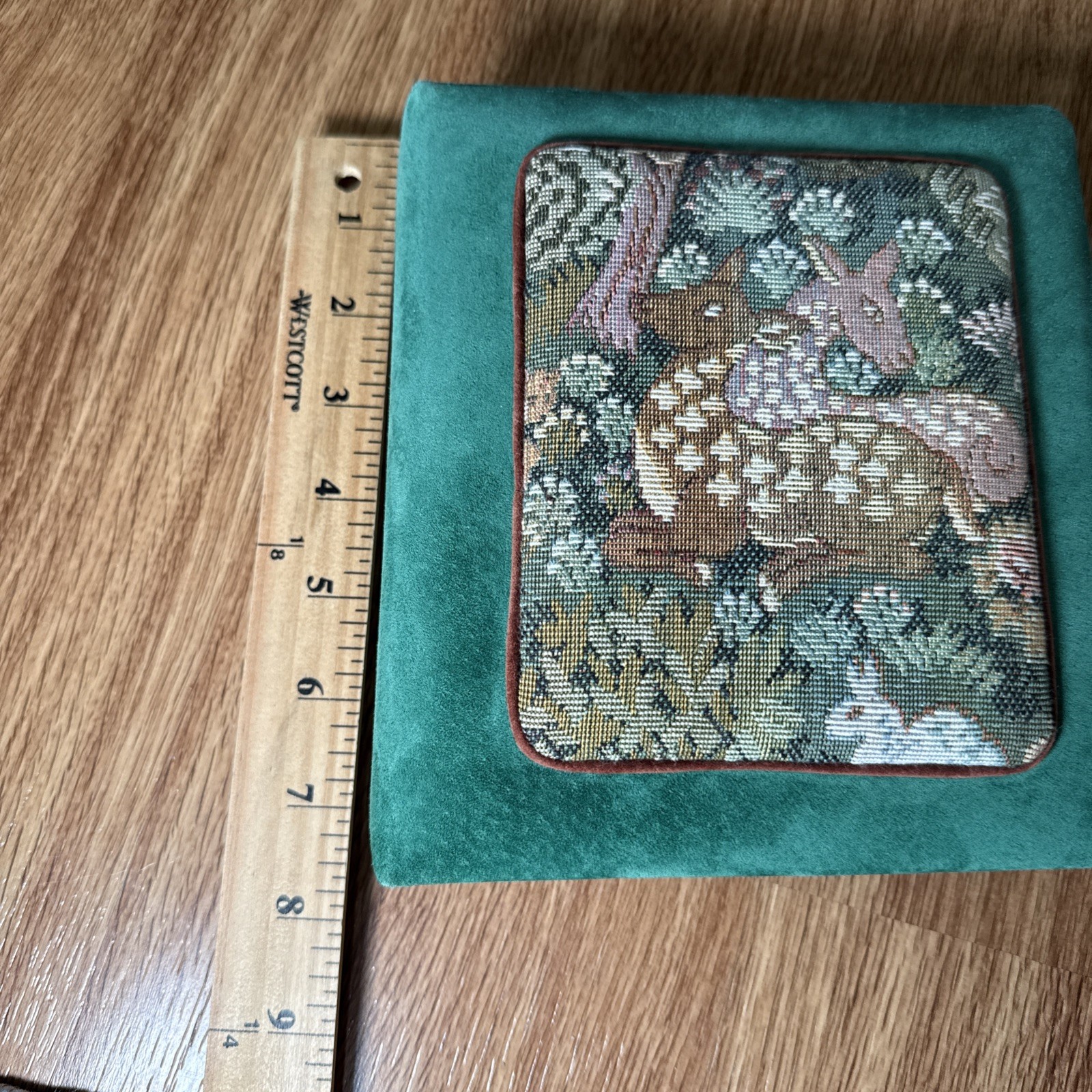 Vintage Paddy Gordon Tapestry Address Book Green Padded Deer Fabric Binder
