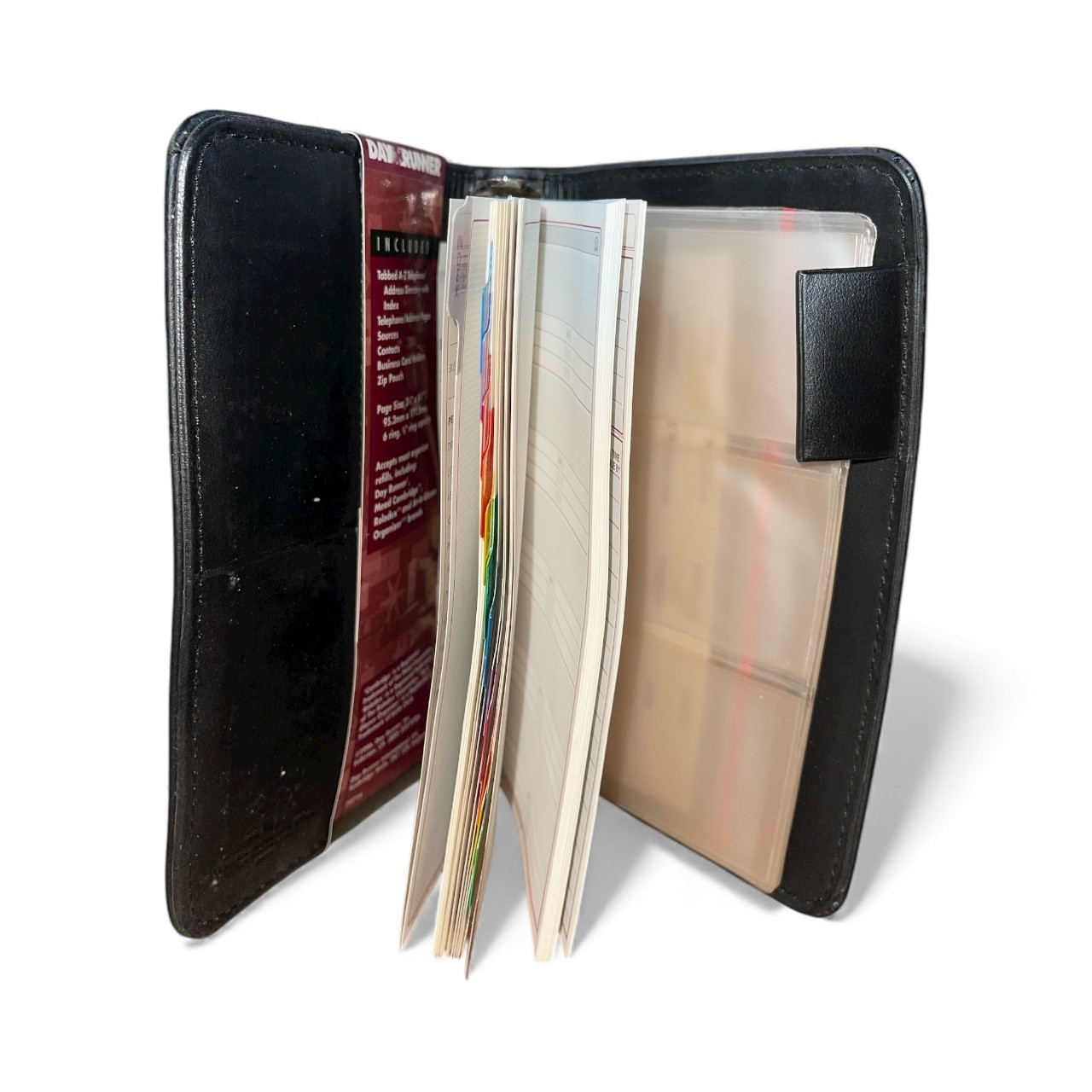 Vintage Day Runner Organizer Planner Phone Book Black Leather 89181