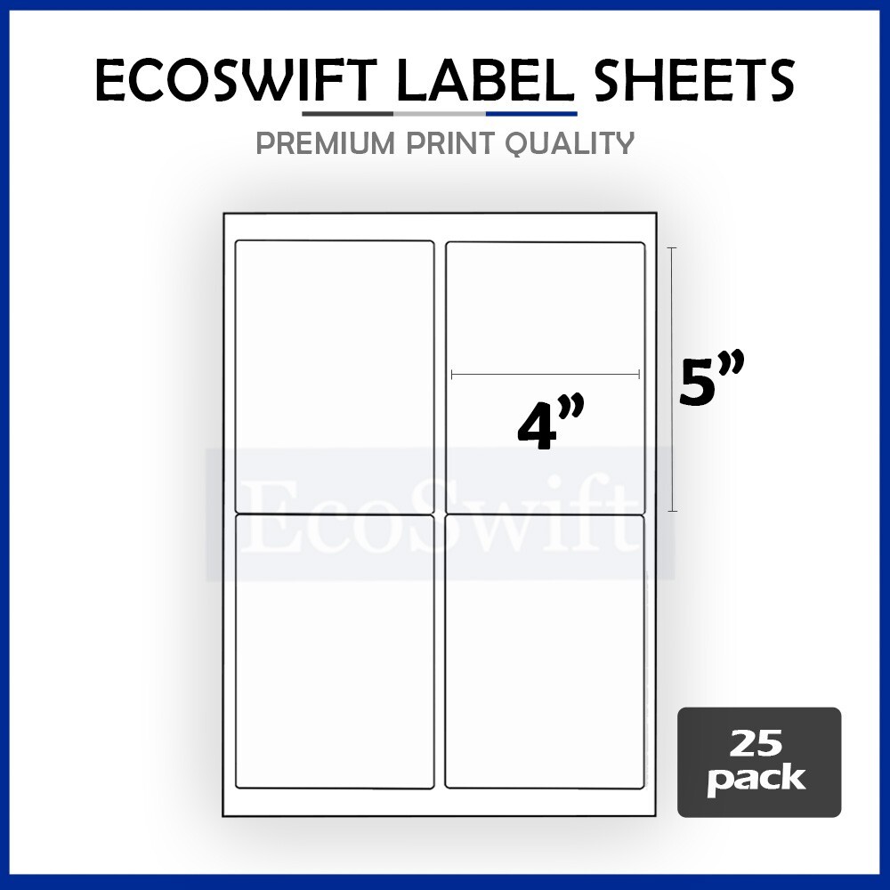 (100) 4 x 5 EcoSwift Laser/Ink Address Shipping Adhesive Labels 4 per sheet