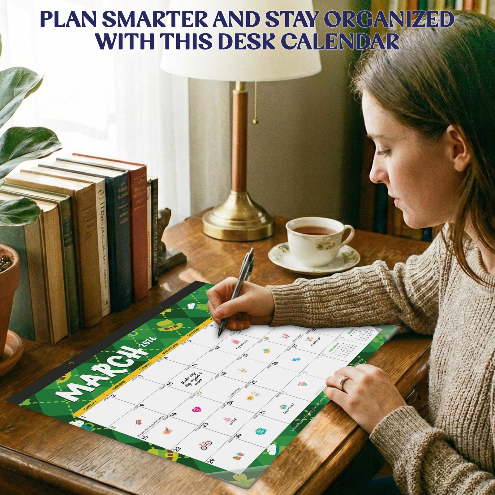 Decorably 18 Months Academic Desk Calendar 2026-2027 Colorful Assorted
