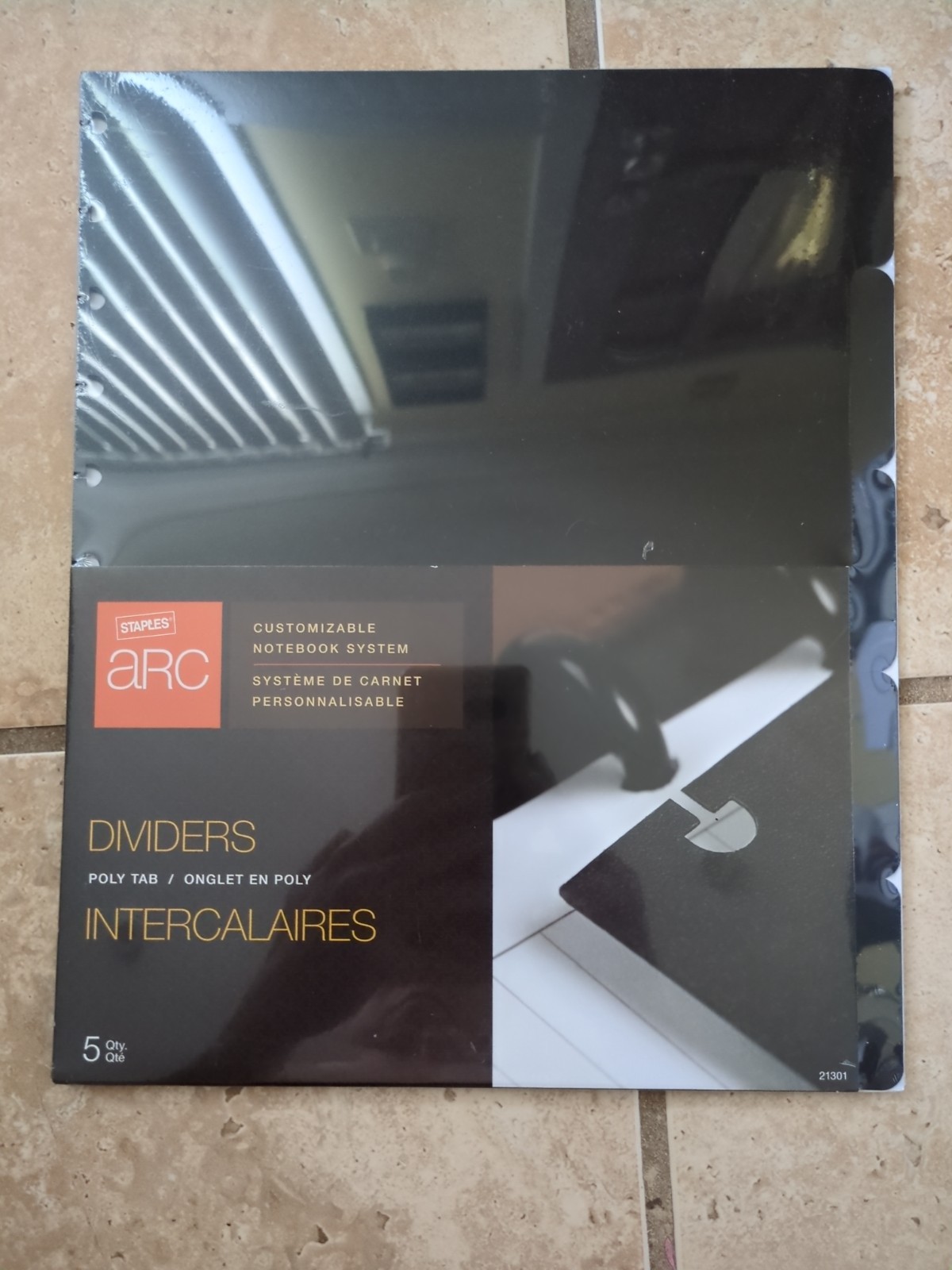 STAPLES ARC Poly Black Tab Dividers, Customizable Notebook 9×11”. 5-pc Set. New
