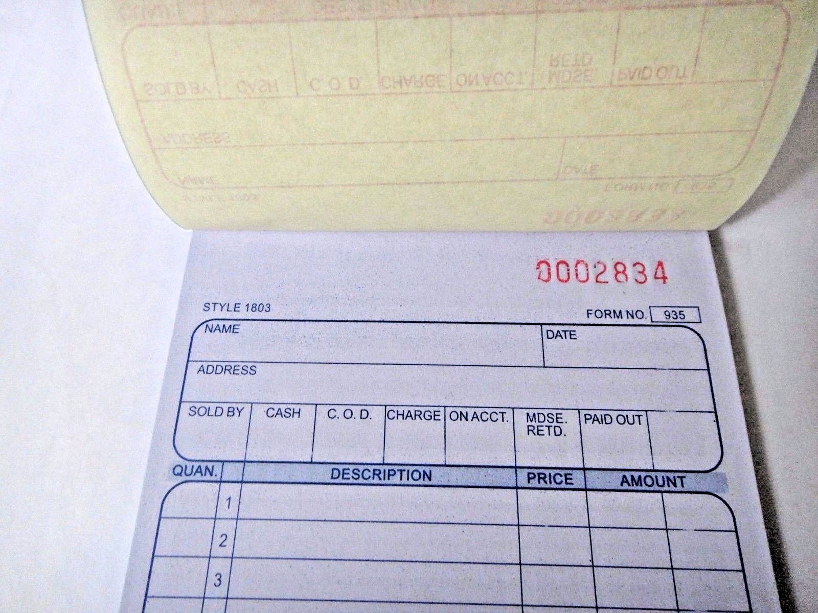 3 Part Sales Order Books Receipt Triplicate forms 30 sets Invoice US Seller
