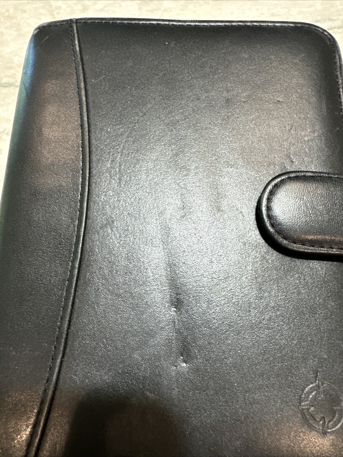 Franklin Covey Planner Nappa Leather Snap 6 Ring Binder Black Pockets Padded