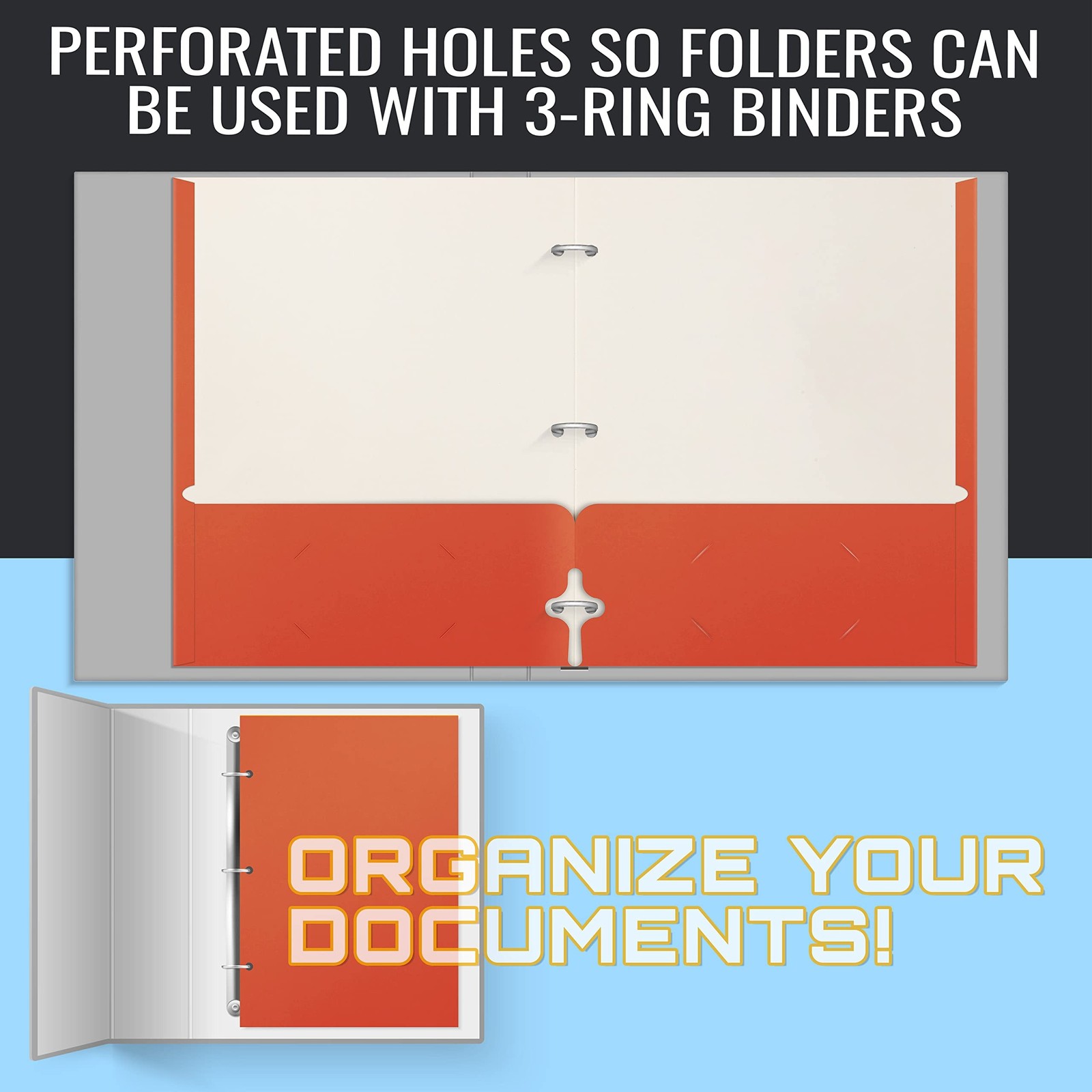 Better Office Products Two Pocket Portfolio Folders, 50-Pack, Orange, Letter …