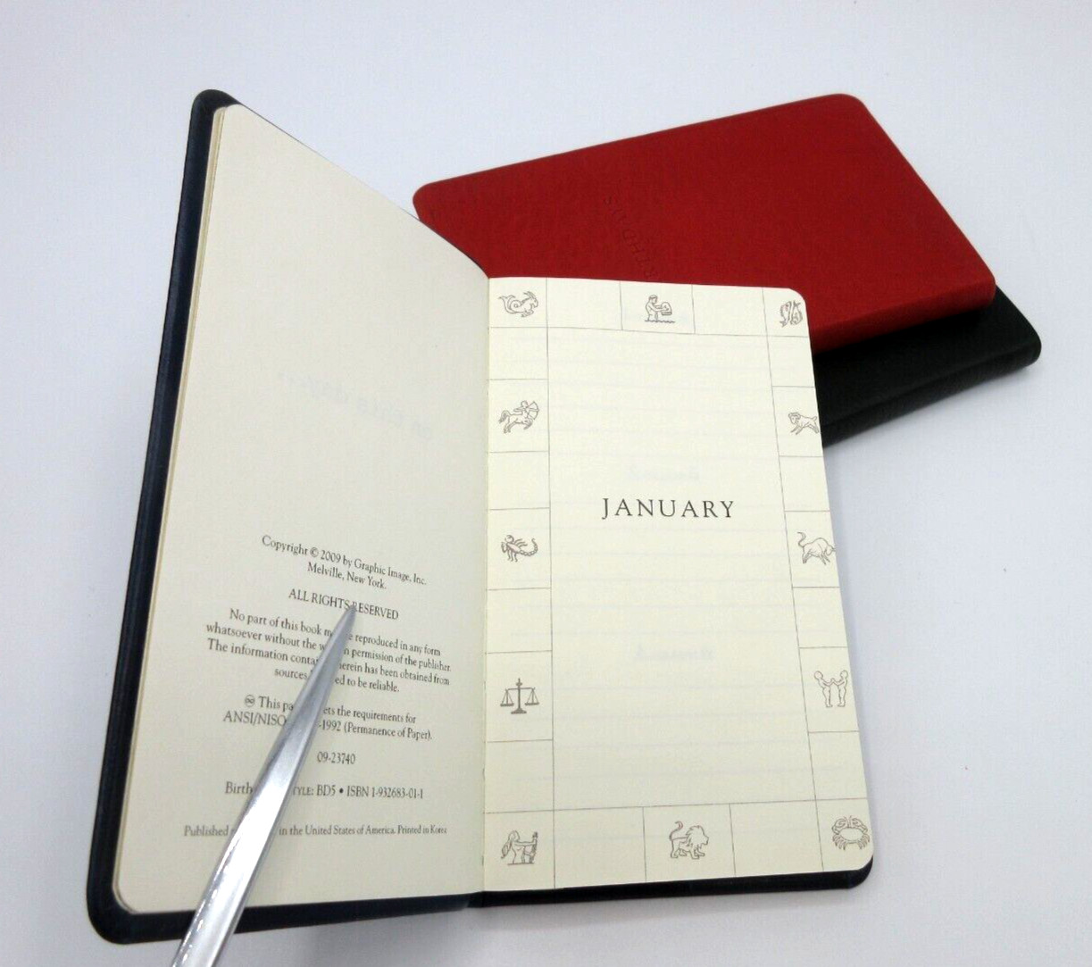 Birthdays Datebook Leather Journal 3×5″ Graphic Image Softcover Dark RED