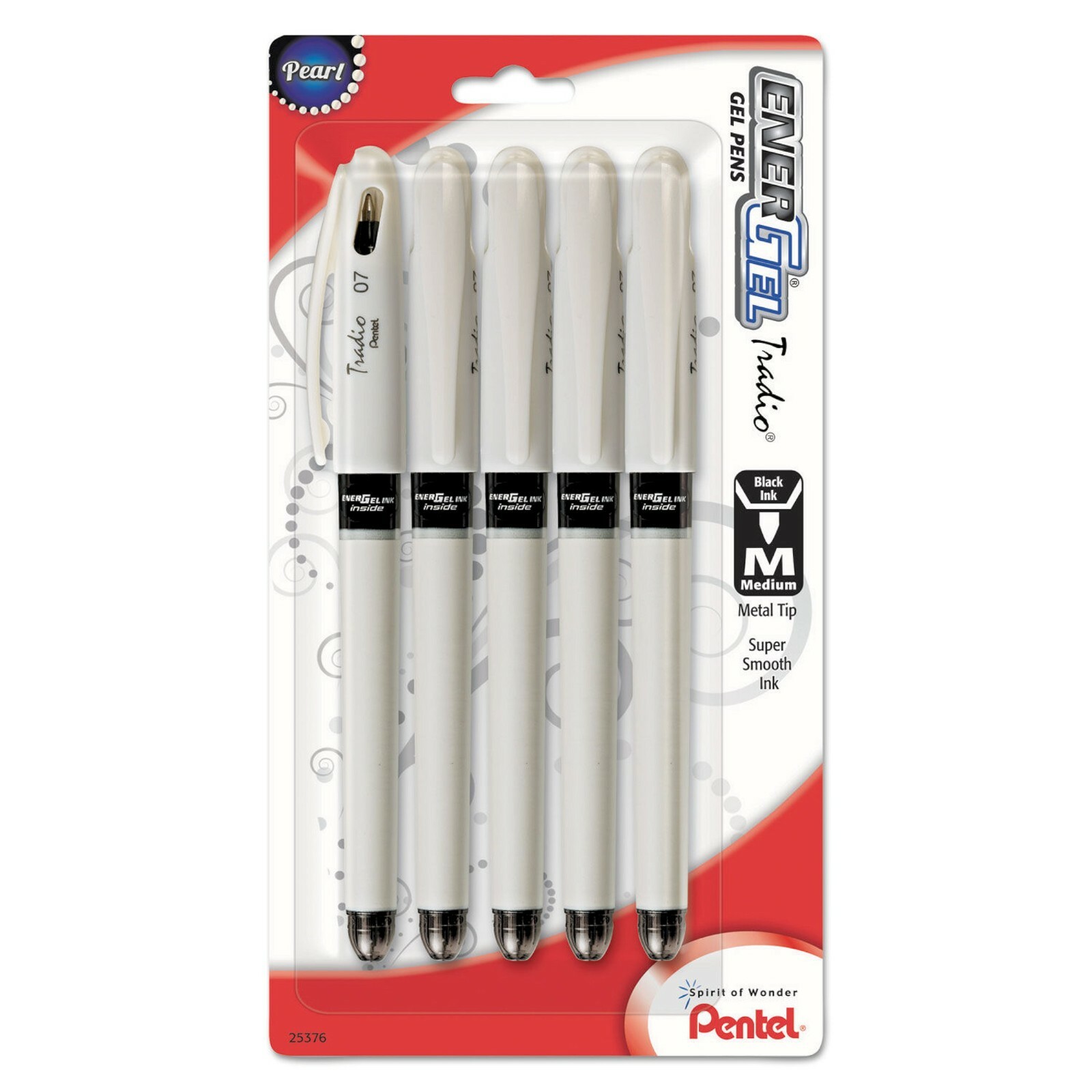 NEW Pentel 20-PK EnerGel Tradio Pearl BLACK .7mm Metal Tip Gel Pen Medium 25376
