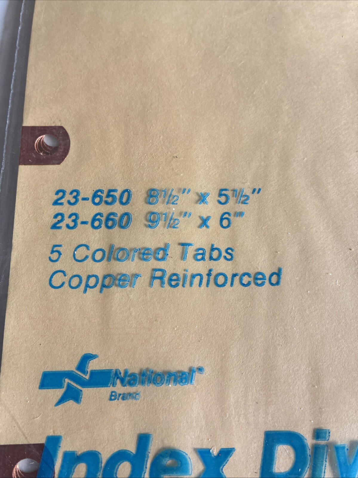 Lot of 4 packs of 5 in each divider tabs 5 1/2″x8 1/2″ w/ copper reinforced hole