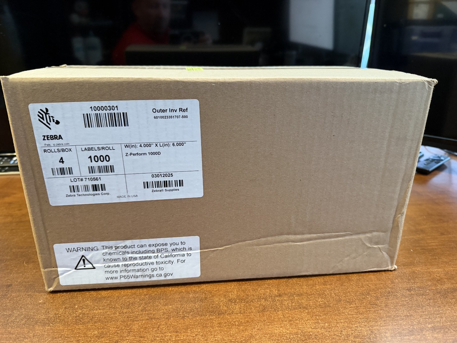 Zebra 10000301 Label Paper 4 x 6in Direct Thermal Zebra Z-Perform 1000D 3
