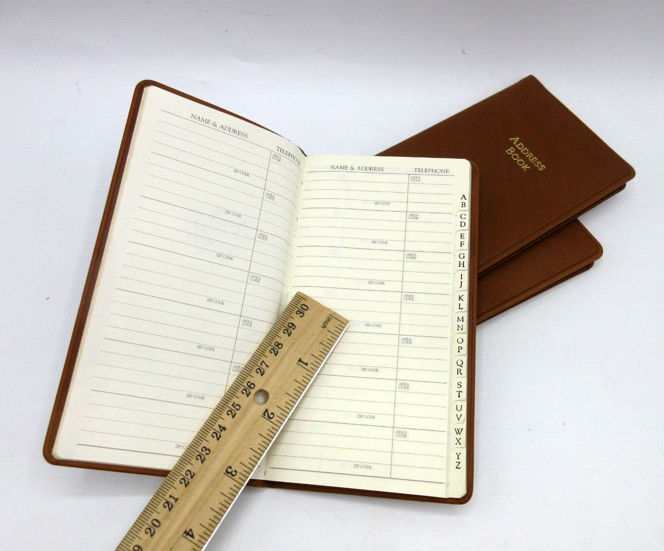 Address Book Personal Pocket Size 3×6″ Soft Leather Cover Graphic Image TAN