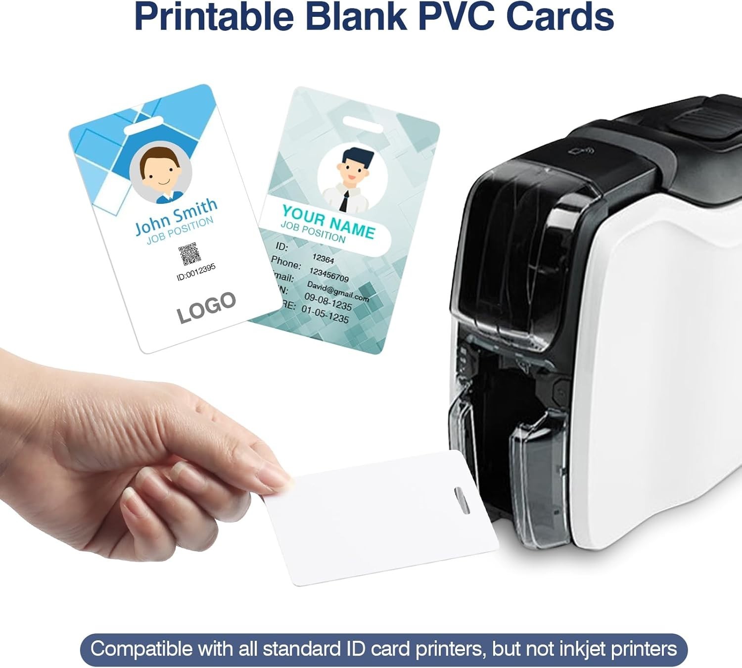 20 Pack Premium Blank PVC Cards with Slot Punch on Short Side – Vertical Slot…