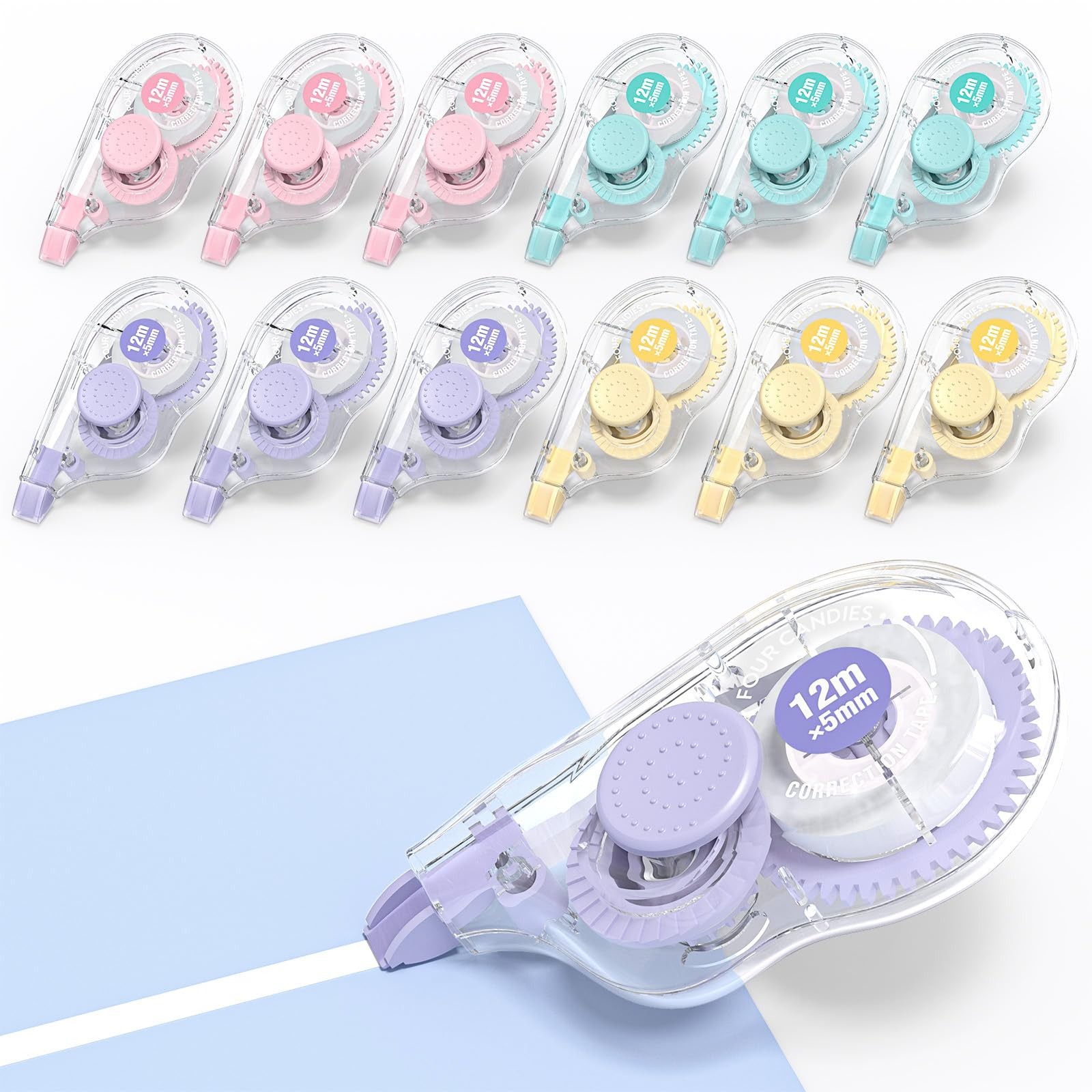 White Correction Tape, 39.4 Feet, 12 Pack Easy to Use Applicator for Instant …