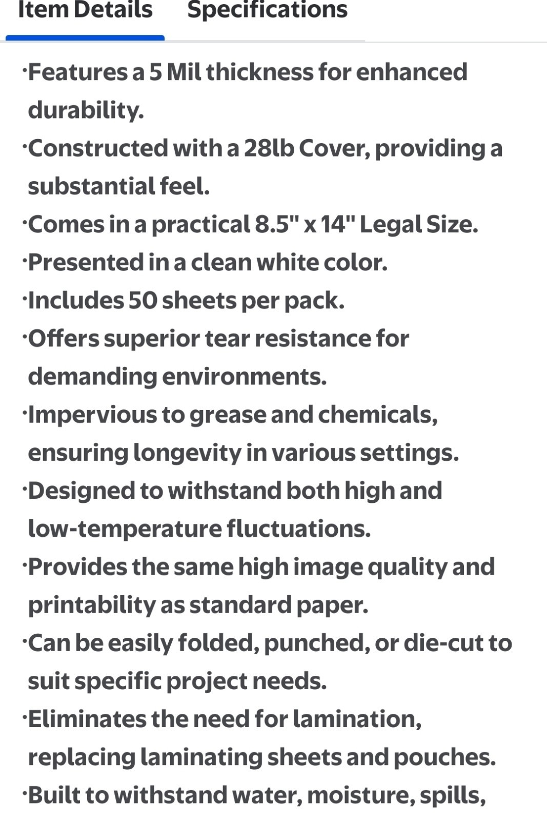 TerraSlate Waterproof Paper, 5 MIL 8.5×14, Laser Printer QTY 46 sheets