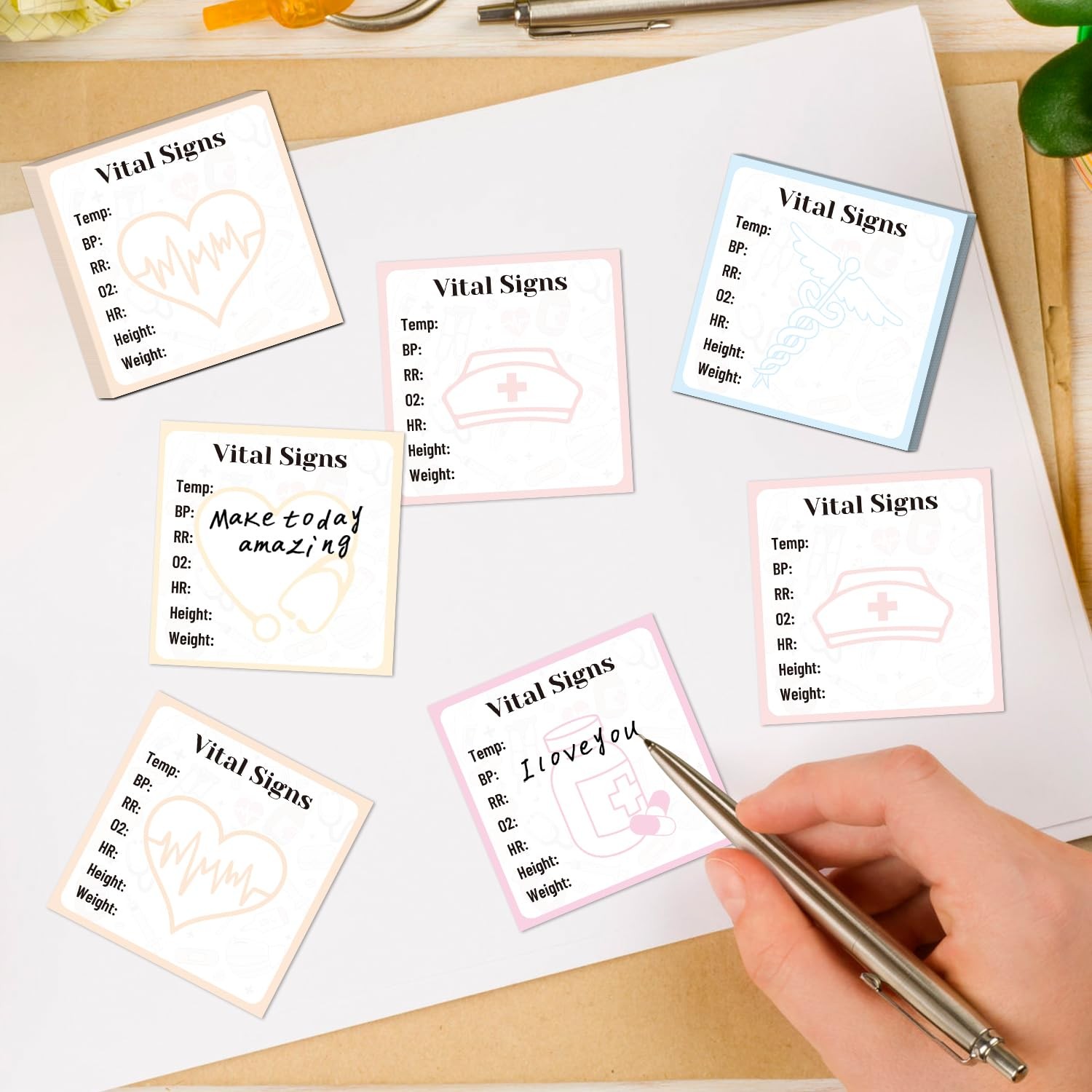 Vital Signs Sticky Notes Gifts, 9 Pack Vitals Signs Notepad 3×3 Inch, Nurse D…