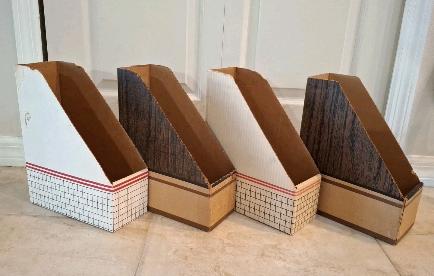 Vintage 80’s Neat Ideas Magazine File Folding Cardboard Bankers Box Lot of 4!