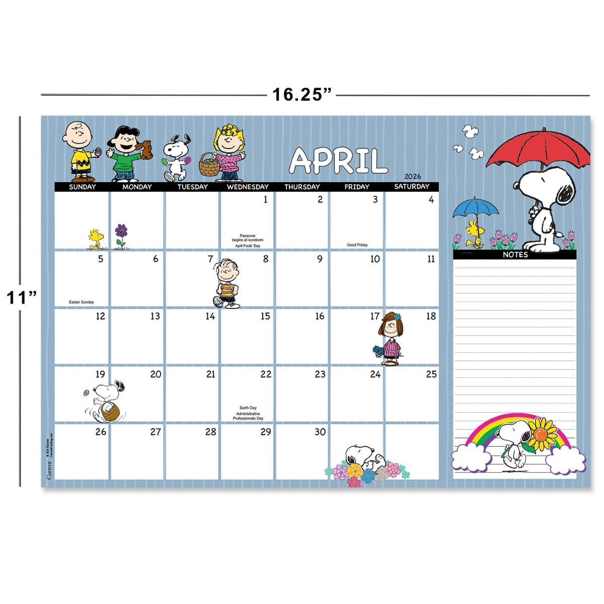 Current 2026-2027 PEANUTS Desk Calendar Pad, 11-Inch x 16-1/4-Inch Peanuts