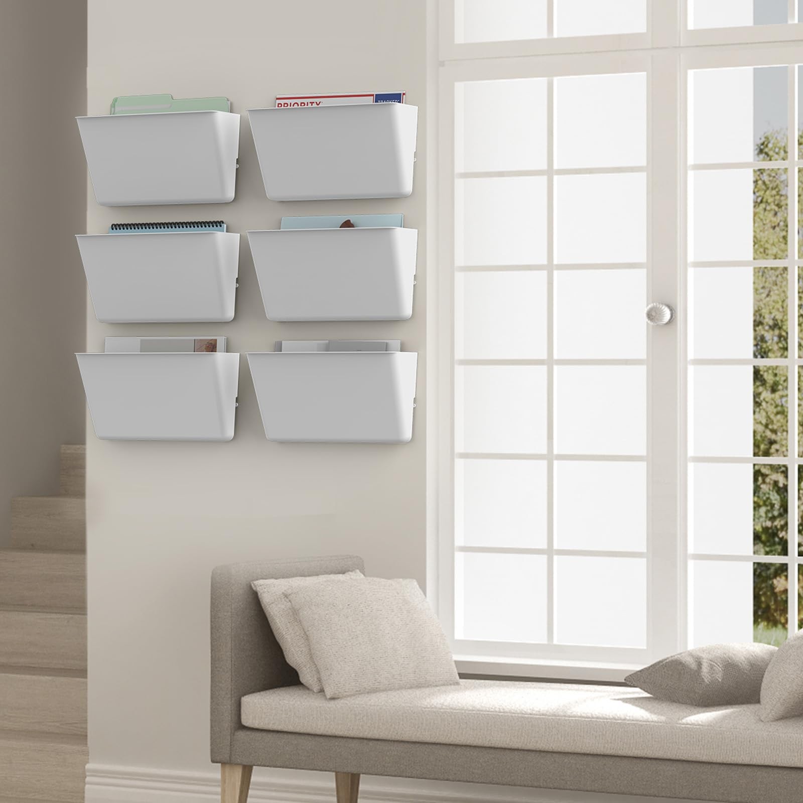 Gawerk Clear Acrylic Single Pocket, Plastic Hanging Wall Mount 2 Pack, White