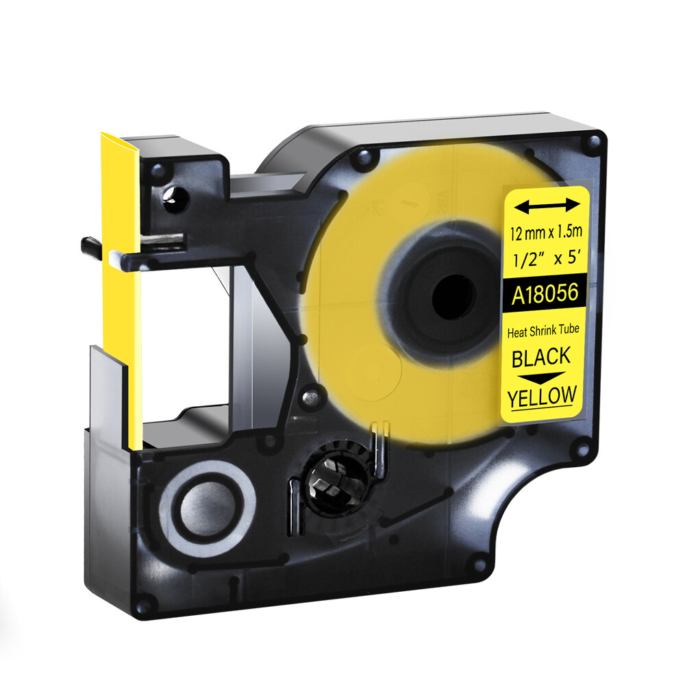 Industrial Black Print on White / Yellow Heat Shrink Tube For Dymo RHINO 6000