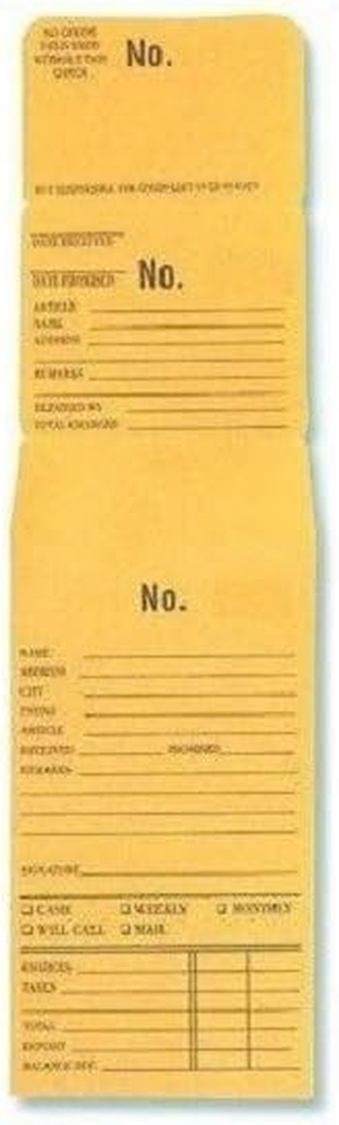 3-Part Repair or Lay-Away Envelope #1001-2000 Box of 1000