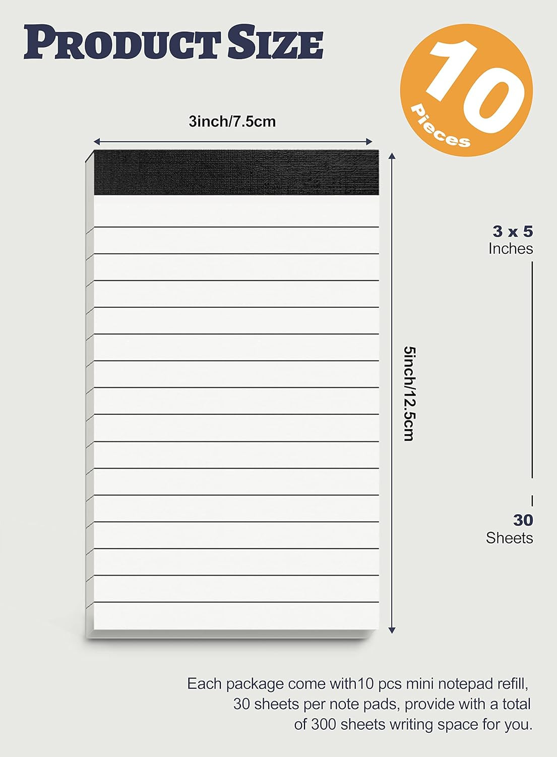 10 Pack Small Note Pads 3X5 Lined Writing Pads Mini Notepads Small Pads of Paper