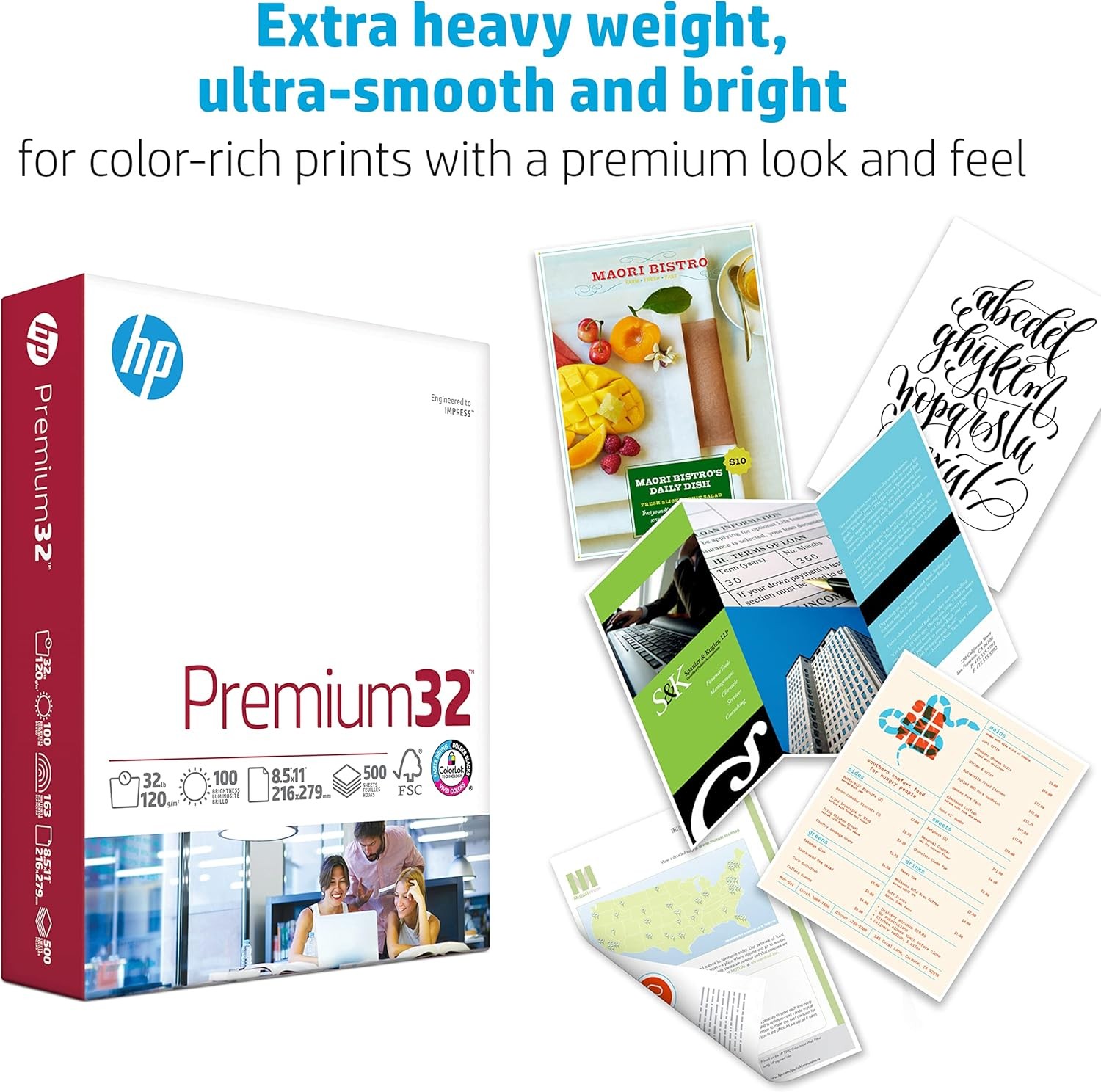 HP Printer Paper|8.5X11 Paper|Premium32Lb|6 Pack-3000 Sheets|100 Bright|MadeinUS