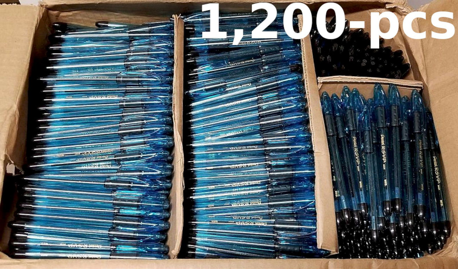 BULK 1200-pcs Pentel RSVP RazzleDazzle Pen Sky Blue BLACK INK 1.0mm BK91RDC-ABRM