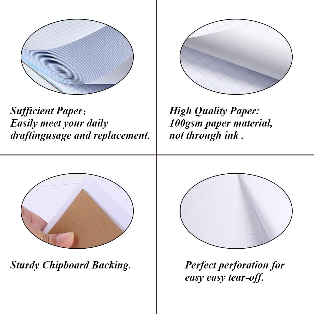 Engineering Graph Paper Pads, 11×17 Quadrille 25 Sheets/50 Pages Grid Paper f…