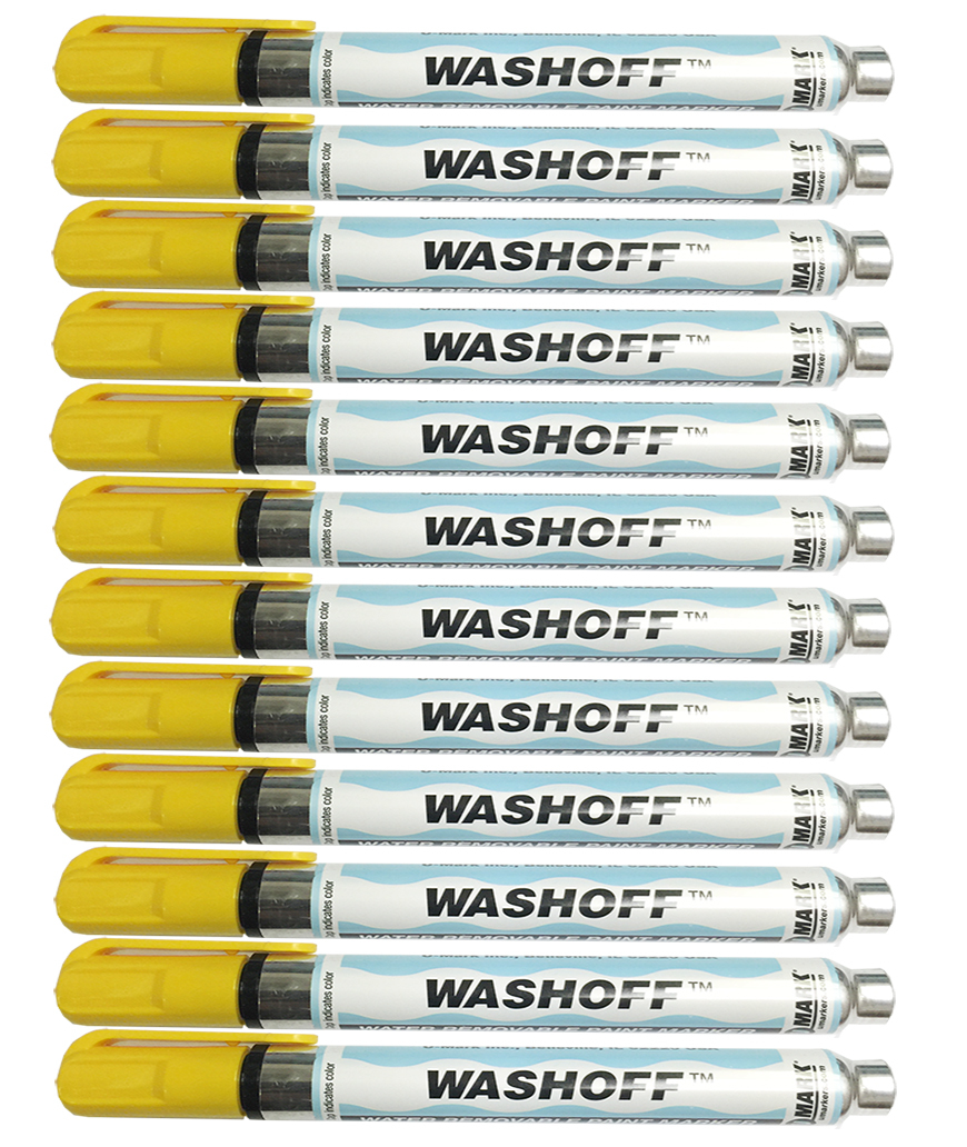 Paint Marker : U-Mark Wash Off YELLOW (Water removable) 1 dozen