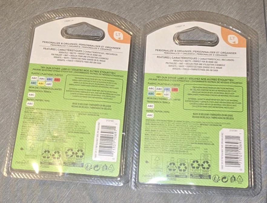 Lot Of 2 DYMO 10697 Letratag White Paper Label Tape (dym10697) Brand New