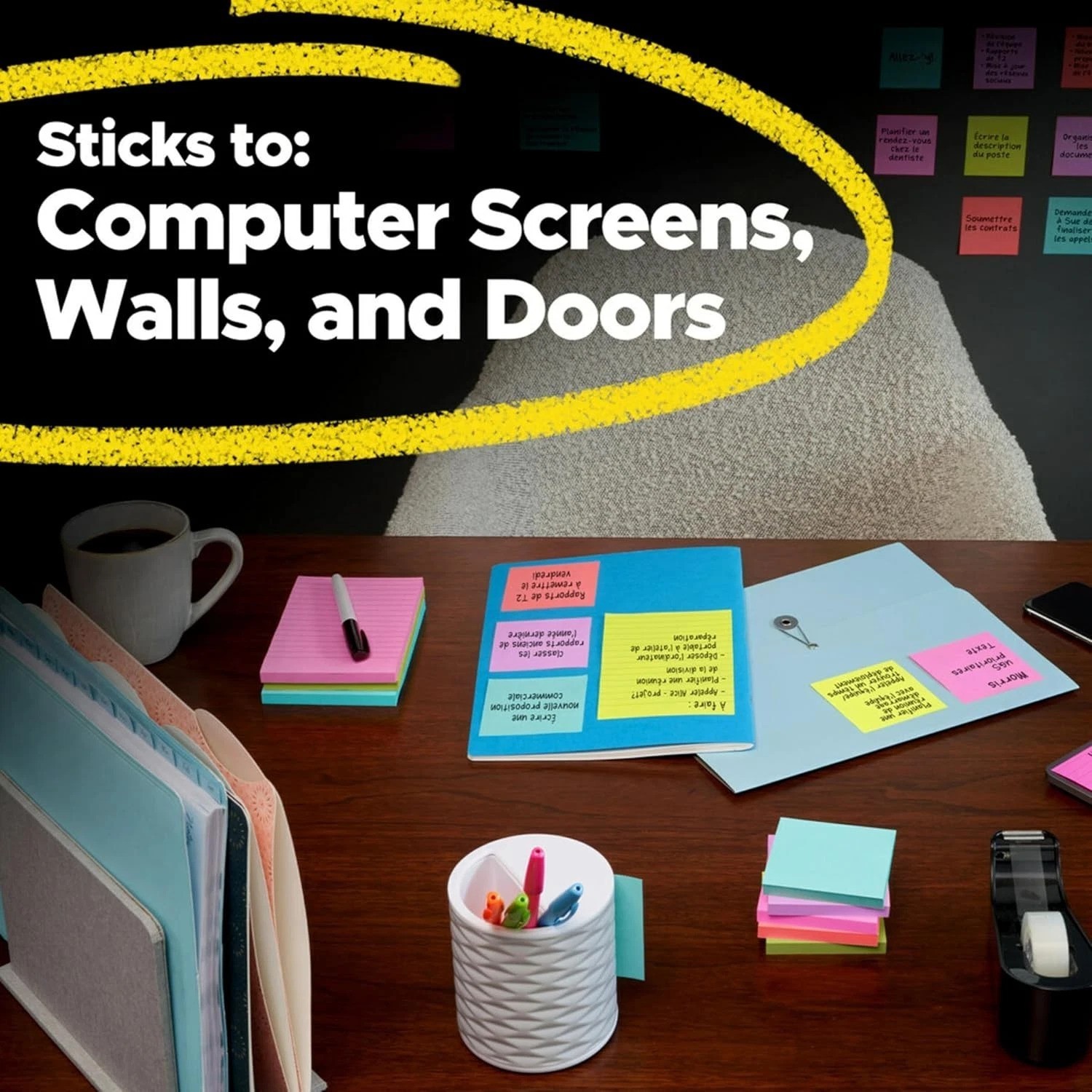 Multi-Color Super Sticky Notes – 90 Sheets, 2X Sticking Power for Maximum Impact