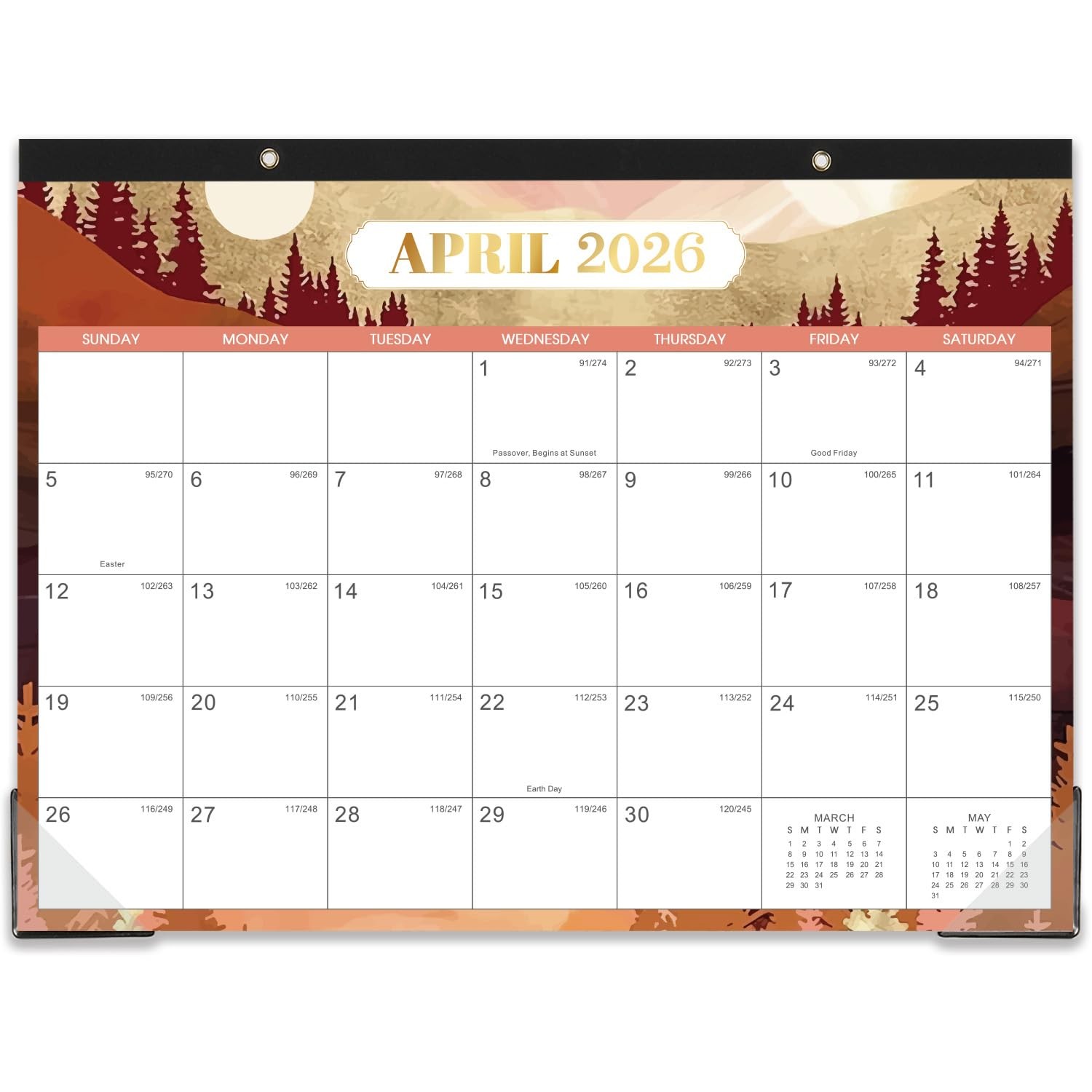 2026 Desk Calendar – Jan. 2026 – Dec. 2026, 14.6″ x 11.5″ x 11.5″, blue