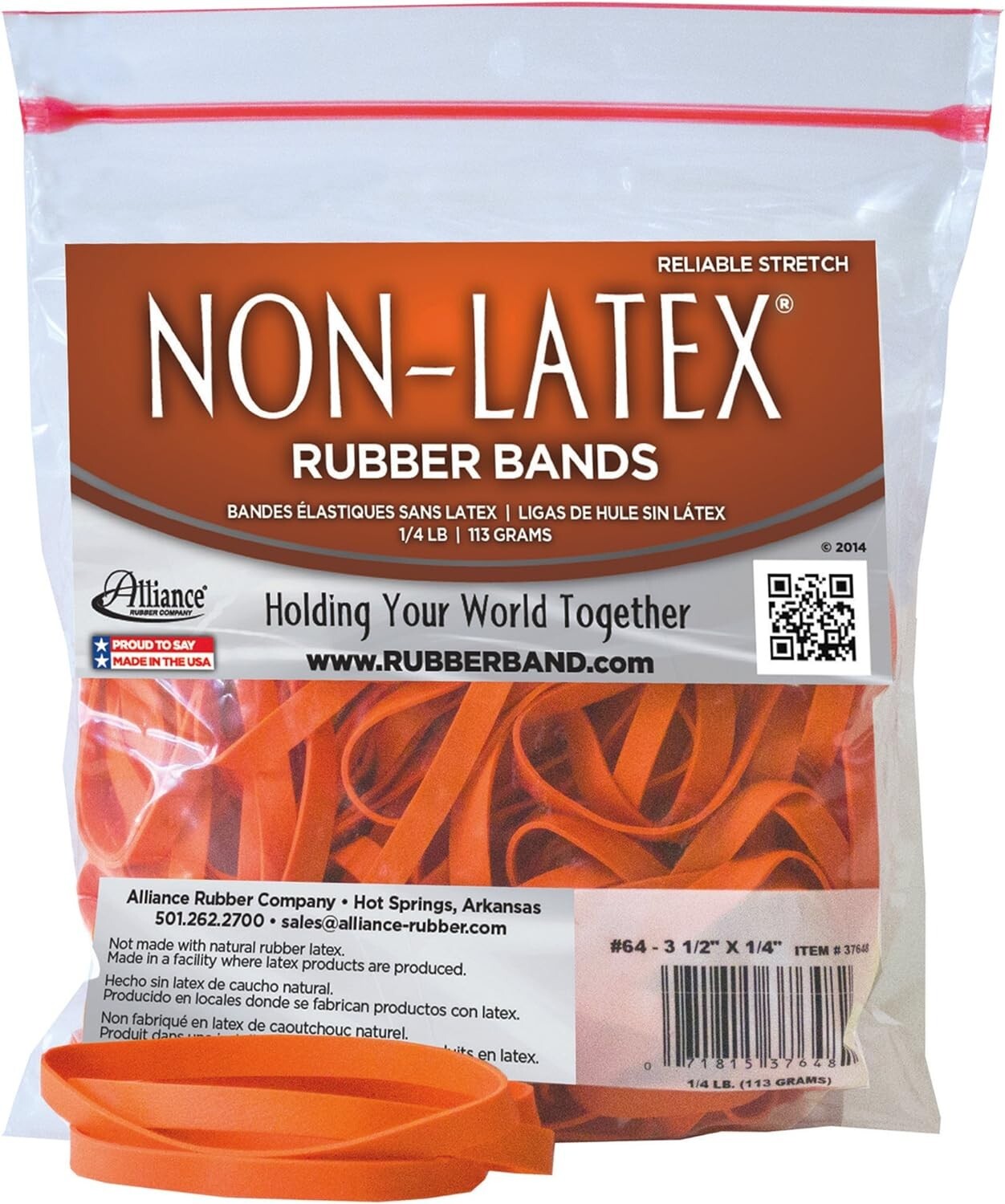 LOT OF 25 Bags Alliance Rubber #64 Non-Latex Rubber Bands, approx. 2400 bands