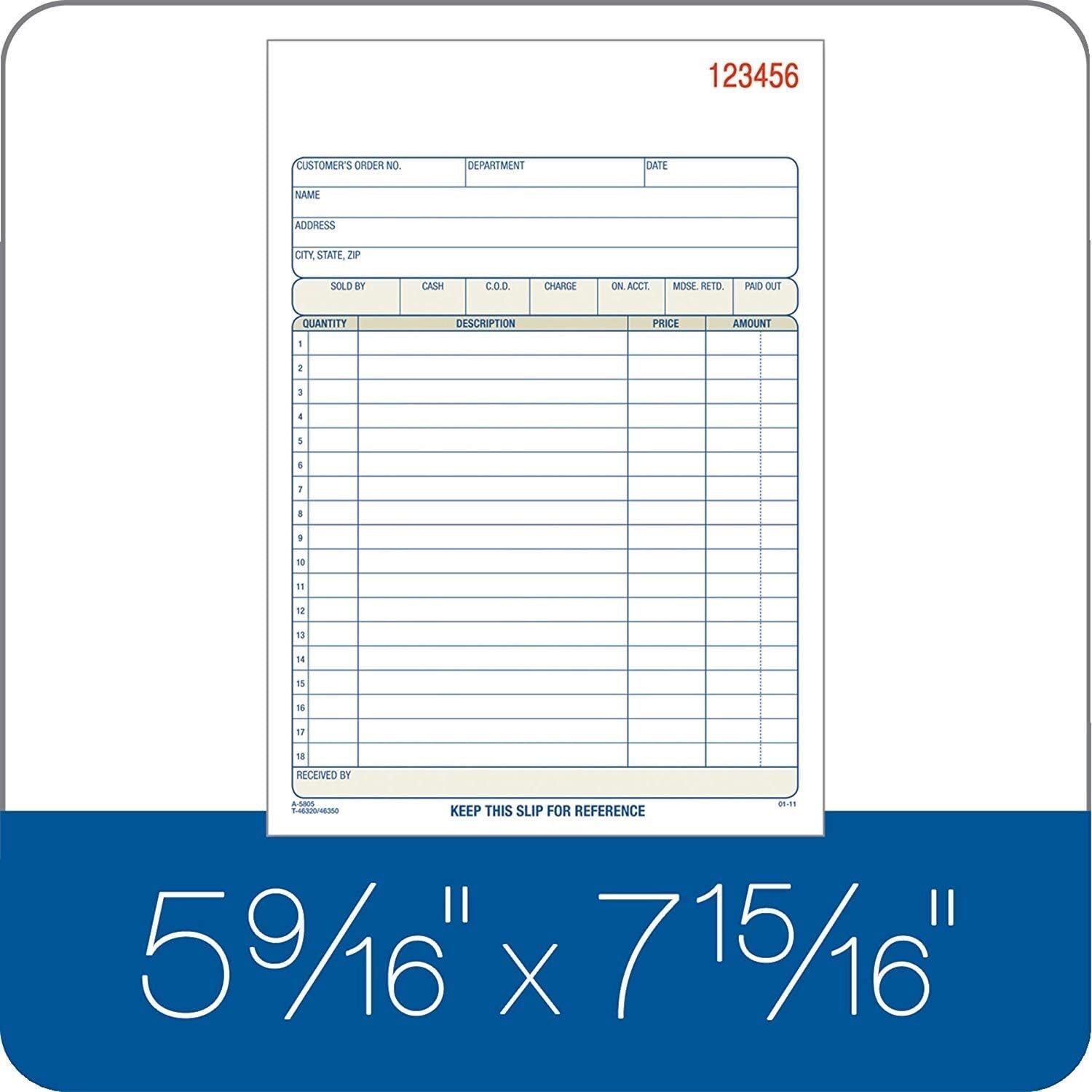 Adams Sales Order Book, 2-Part, Carbonless, White/Canary, 5-9/16 x 8-7/16…