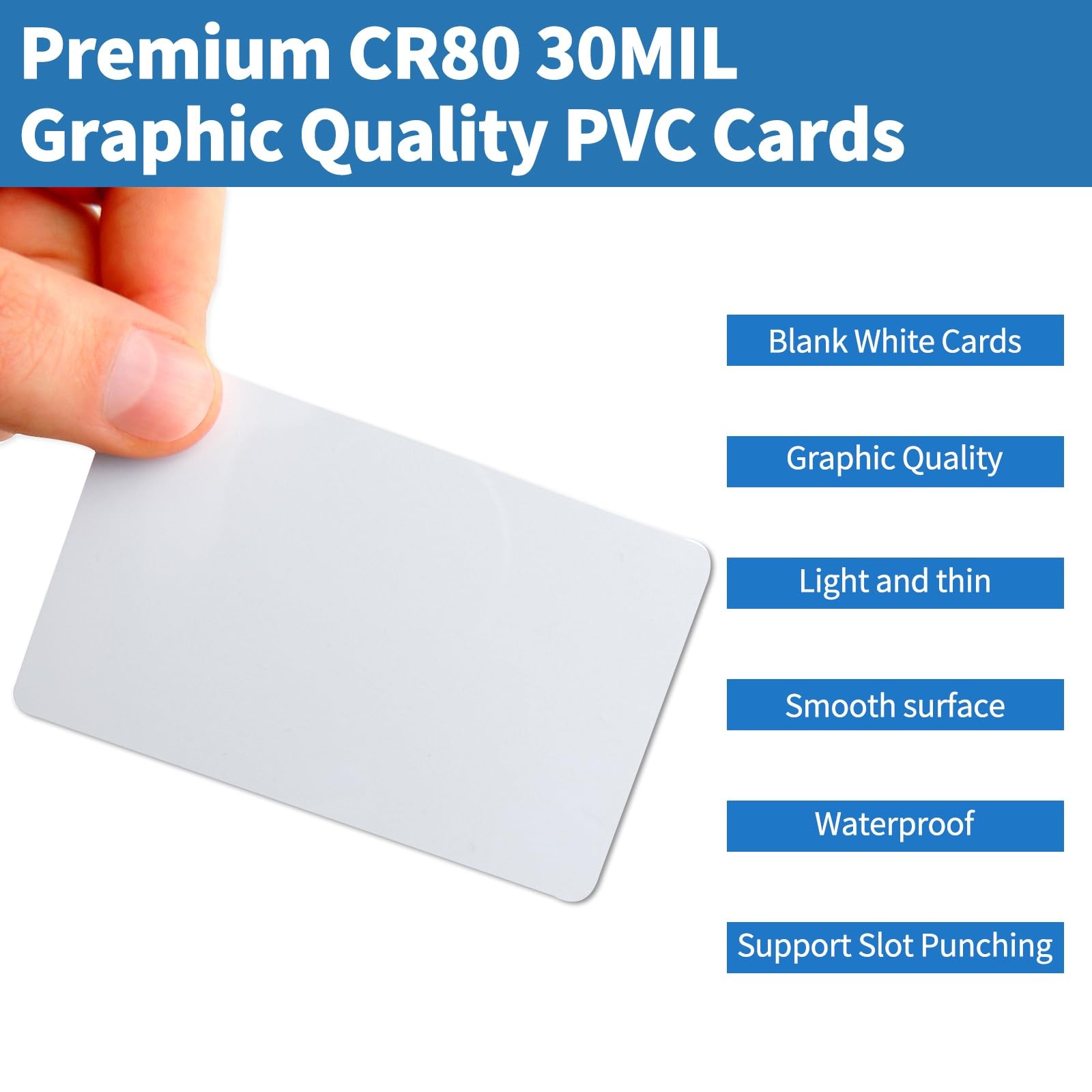 500 Pack – Premium Blank PVC Cards for ID Badge Printers – Premium Quality Wh…
