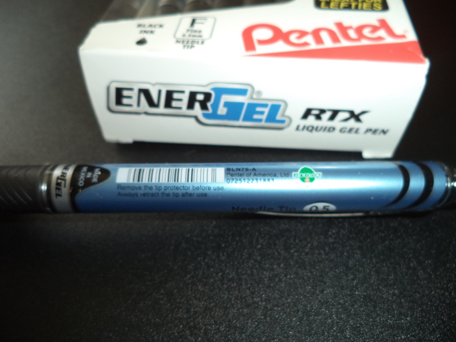 12 PENTEL EnerGel PRO BLUE FRAUD & WATER PROOF INK Gel Pens 0.7 mm BLACK barrel